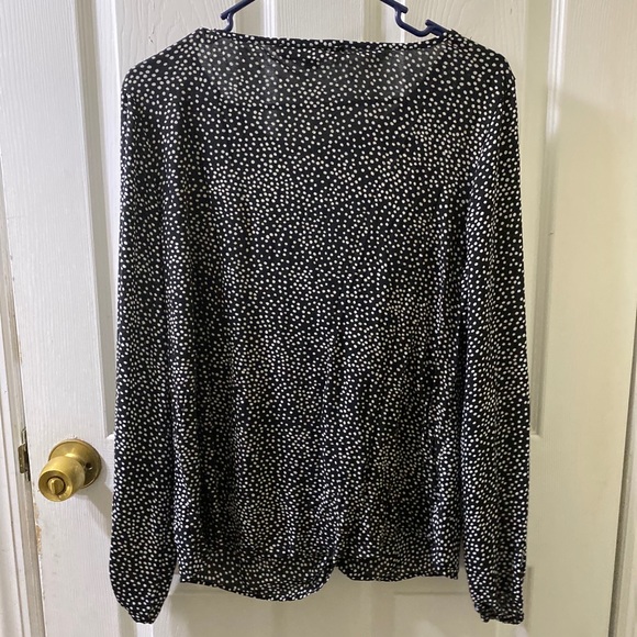 LOFT Dotted Mixed Media Twist Hem Top - Picture 4 of 14